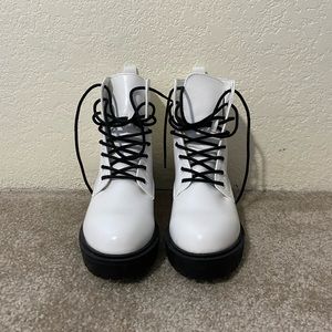 Black & White Lace Up Boots